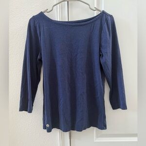 Lilly Pulitzer Halee Boat-Neck Top Size Medium "True Navy" Nautical